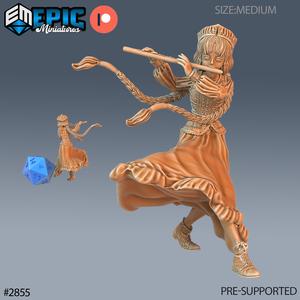 Norse Bard Girl Flute Playing ‧ DnD Miniature ‧ Tabletop Miniatures ‧ Gaming Monster ‧ 3D Model ‧ RPG ‧ DnDminis ‧ STL FILE