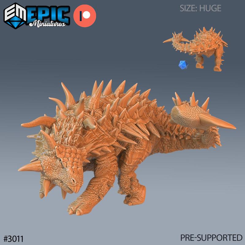 Ankylosaurus Attacking ‧ DnD Miniature ‧ Tabletop Miniatures ‧ Gaming Monster ‧ 3D Model ‧ RPG ‧ DnDminis ‧ STL FILE