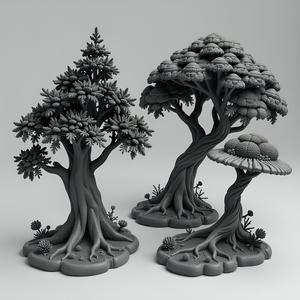 Fantasy Wargame Trees Set – 80mm Miniature Terrain