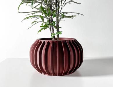 The Sora Planter Pot with Drainage Tray & Stand Included: Modern and Unique Home Decor for Plants and Succulents  | STL File   