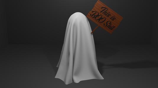 Ghost figurine with Sign