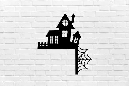 Halloween wall decoration witch manor door