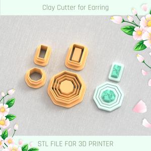 Boho Earring with Precious Stones G POLYMER CLAY CUTTER