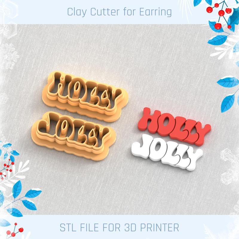 Holly Jolly Christmas Polymer Clay Cutter