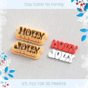 Holly Jolly Christmas Polymer Clay Cutter