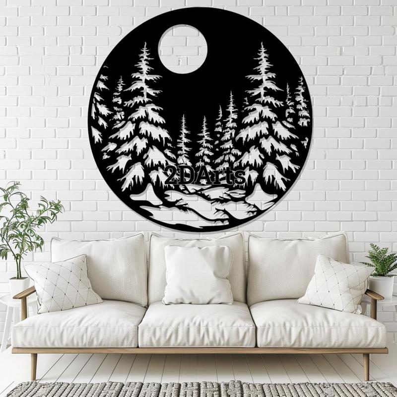 Snow Landscape at Night 2D Wall Art/Window Art