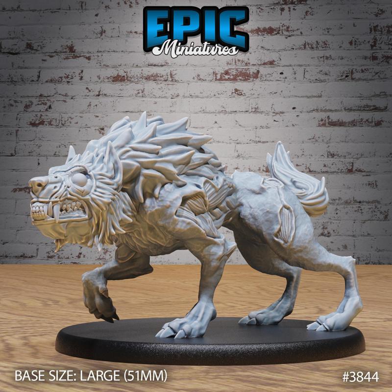 Undead Dire Wolf ‧ DnD Miniature ‧ Tabletop Miniatures ‧ Gaming Monster ‧ 3D Model ‧ RPG ‧ DnDminis ‧ STL FILE