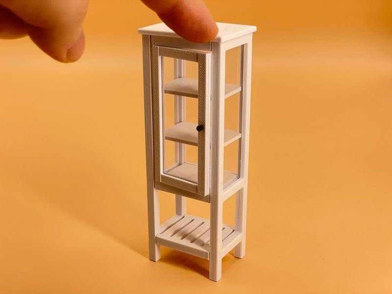 3d STL Files for Miniature Dollhouse High Cabinet with Glass Door - 1:12 Scale for 3d Printing - Commercial License