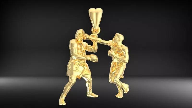 Two Boxers Fighting Pendant