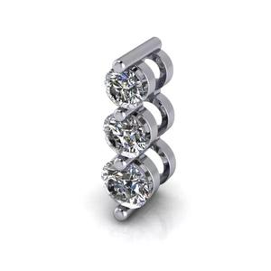 Three Stone Drop Diamond Pendant Necklace Charm Gift for her