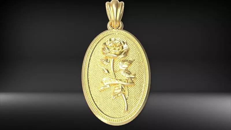 The Rose  Oval Medallion Pendant
