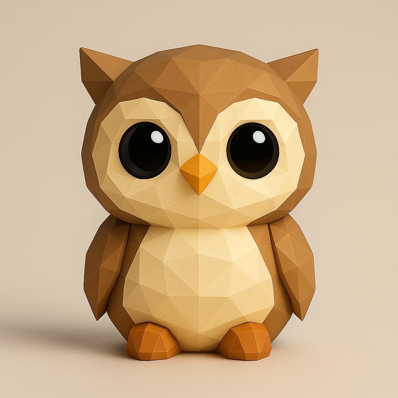 Polygonal Baby Owl