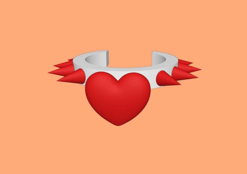 Necklace 3 Spikes - Heart / for LPS Petshop Littlest Pet Shop