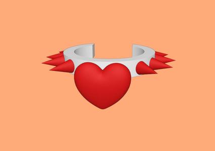 Necklace 3 Spikes - Heart / for LPS Petshop Littlest Pet Shop