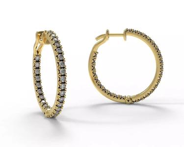 Timeless  Single-row Hoop Earrings D25mm Inside Out Diamond Pave