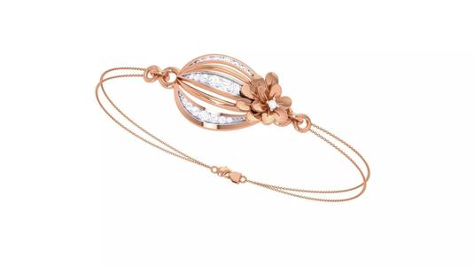 Flower Women Light wt Diamond Bracelet 3dm stl obj gltf glb 3mf