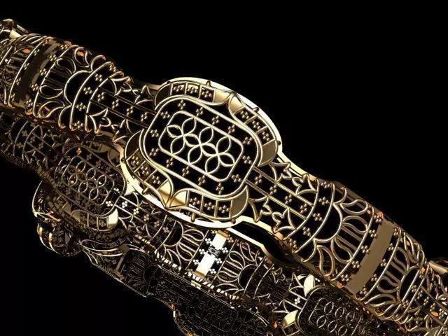 KBR-13 gold bracelet with ornate design