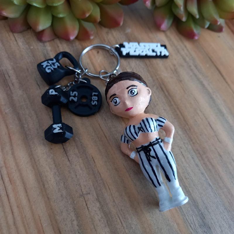 Gym keychain with female figure