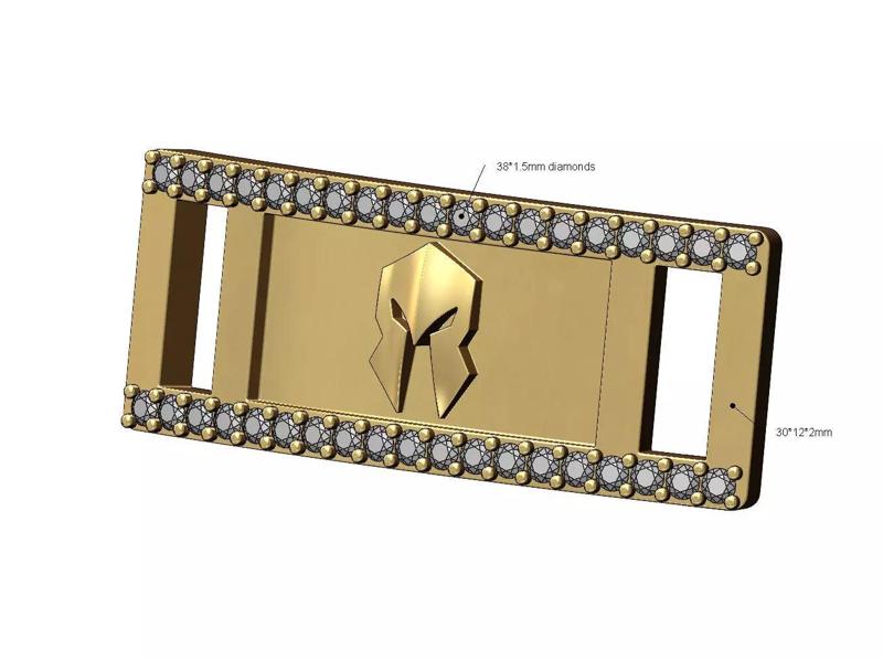 Spartan warrior helmet diamond bracelet plate