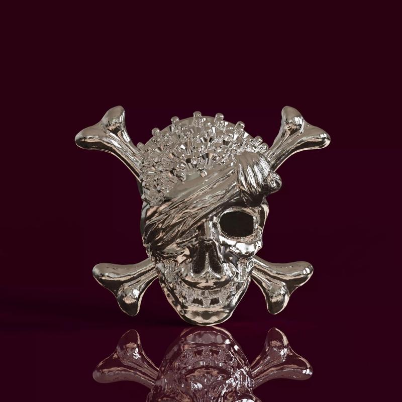 Pirate Skull Brooch Intricate Gothic Treasure   3D Model