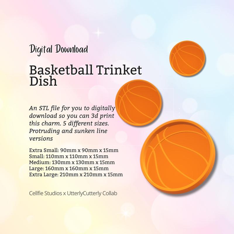 Basketball Trinket Dish STL File - Digital Download -5 Sizes- Homeware, Boho Modern Design