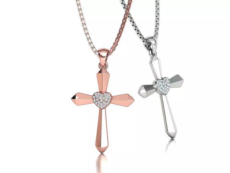 30mm Heart Cross Own Design 3dprint necklace