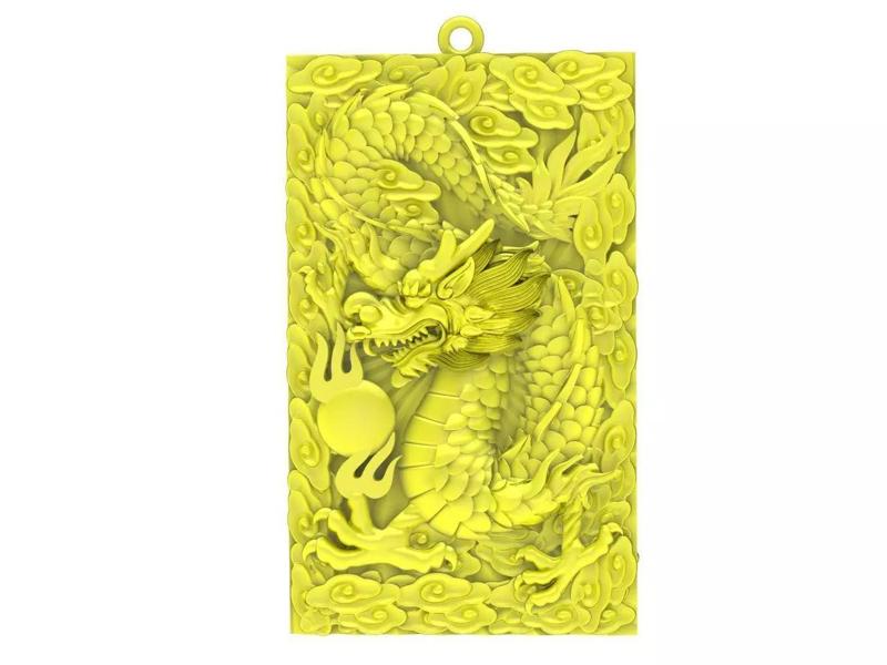 A4691 Zodiac Fengshui Lucky Dragon Pendant 3D Model