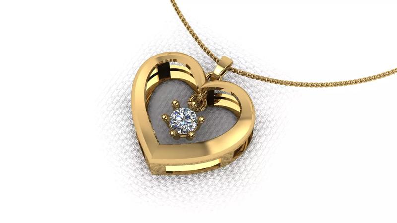 A pendant made in the shape of a heart