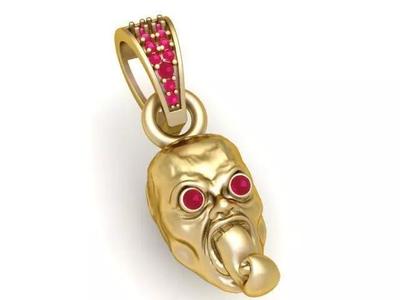 gold face pendant 3d printable model