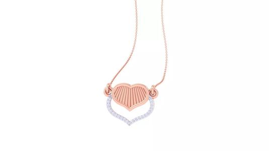 Dual Heart Light Weight Diamond Necklace renders 3dm stl