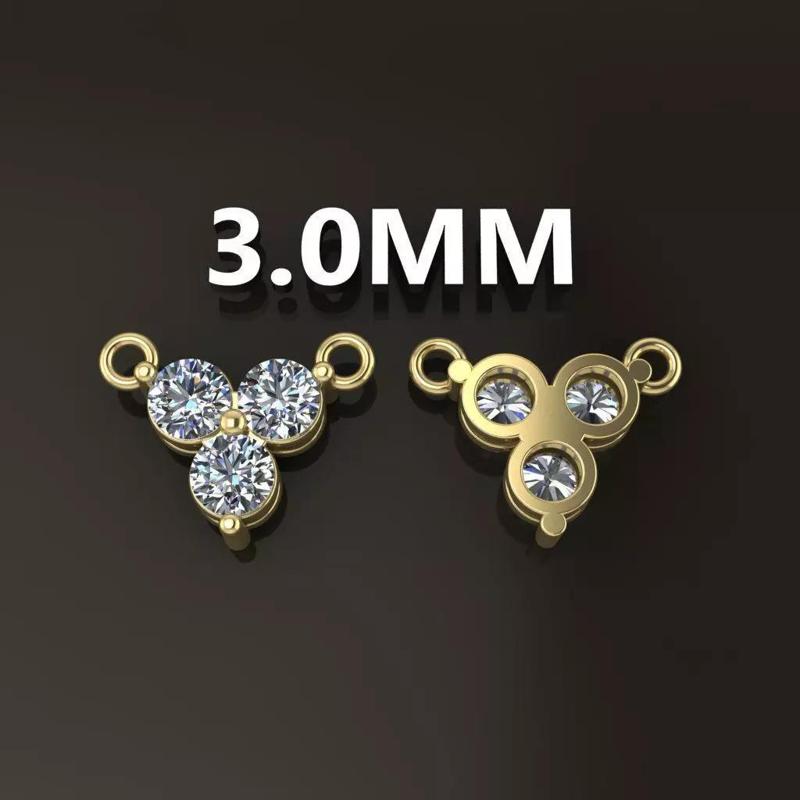 3 Stone Triangle Frame Solitaire Pendant 3mm