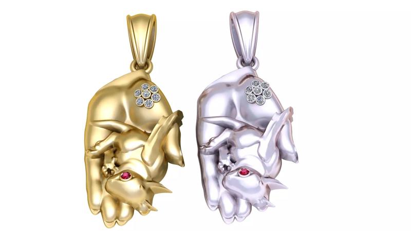 3D Gold Hand Pendant