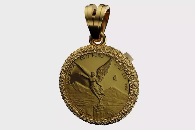 1 10th onza oro puro Mexico nugget coin mount frame bezel