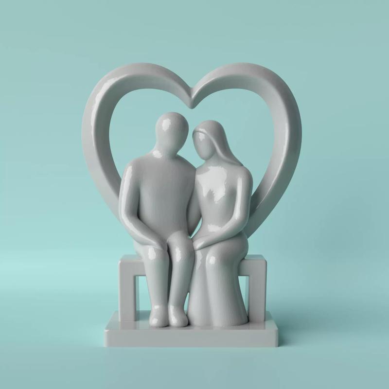 Minimalist Heart with Loving Couple