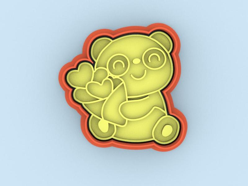 Cortador de galletas Panda (san valentin) - cookie cutter  Panda (valentine's day)