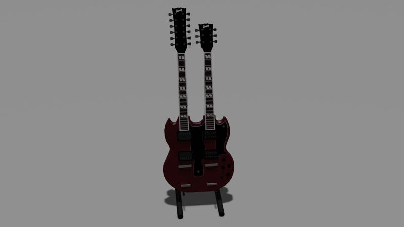 Double neck guitar low poly Gibson EDS-1275