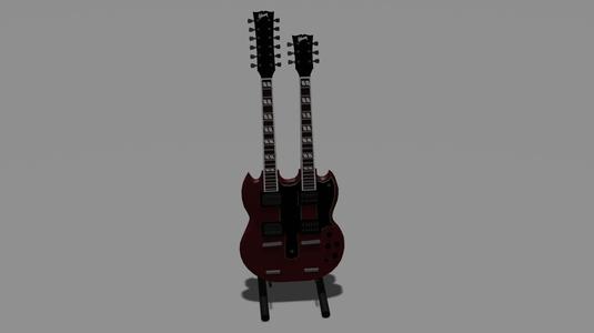 Double neck guitar low poly Gibson EDS-1275