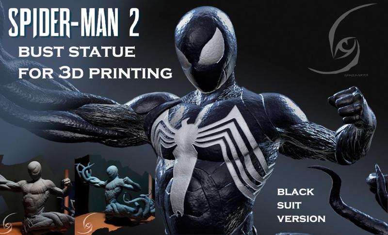 Spider-Man PS5 Black Suit Bust For 3D Printing