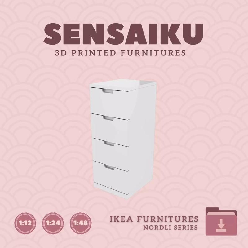 NORDLI 4-Drawer Chest V2 for Miniature Dollhouse - IKEA 3D Print