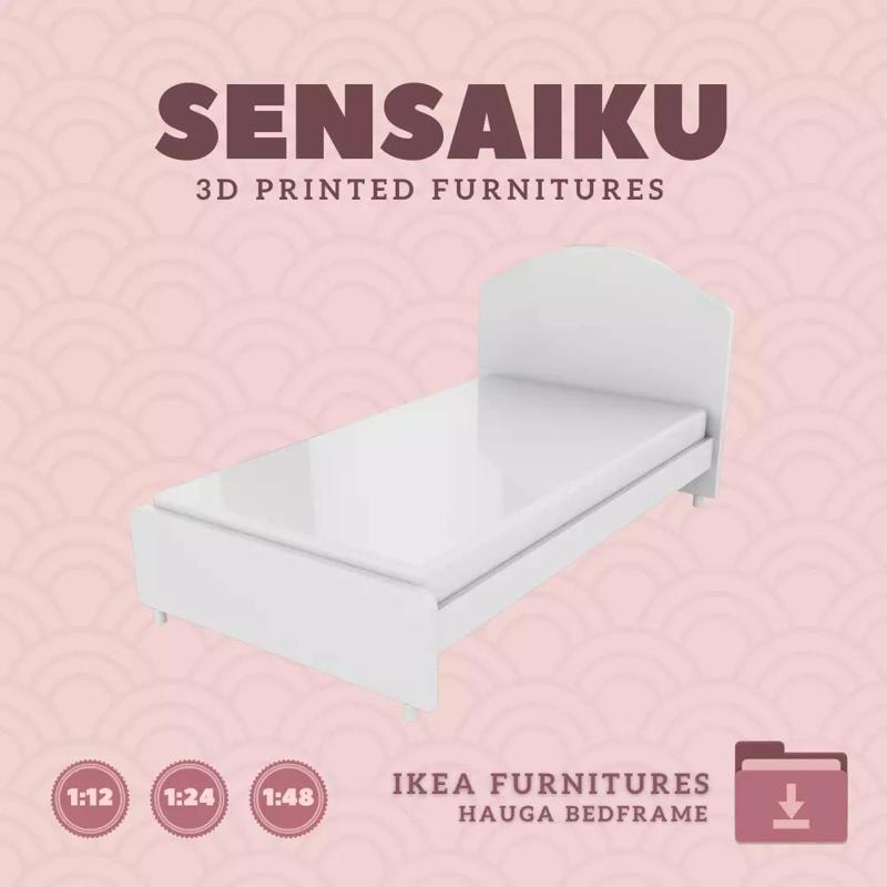 HAUGA Bedframe - Twin Bed for Dollhouse IKEA 3D Print