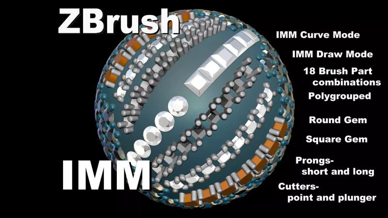 Jewelry Tool- IMM Curve Brush- Gems and Cutters for ZBrush V2