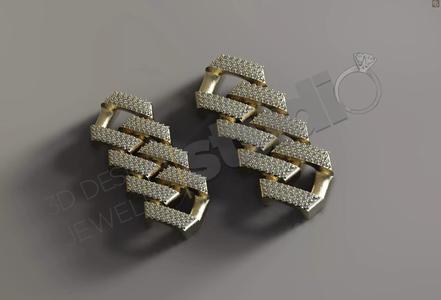 Cuban chainlink 3d model with and without stones
