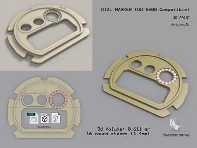 Dial marker with stones compatible with DW6900