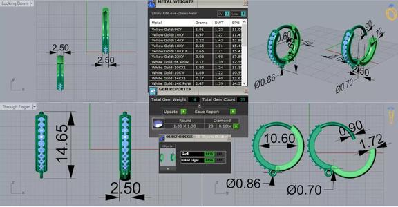 Two-tone Gold Hoop stl 3dm Earring with Diamonds Model gl0025