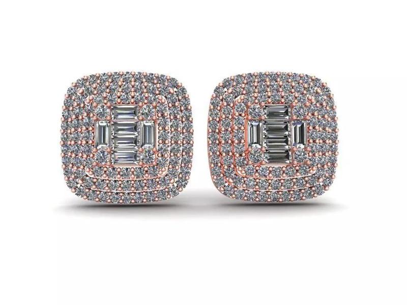 Cushion Diamond Earring - 14 MM