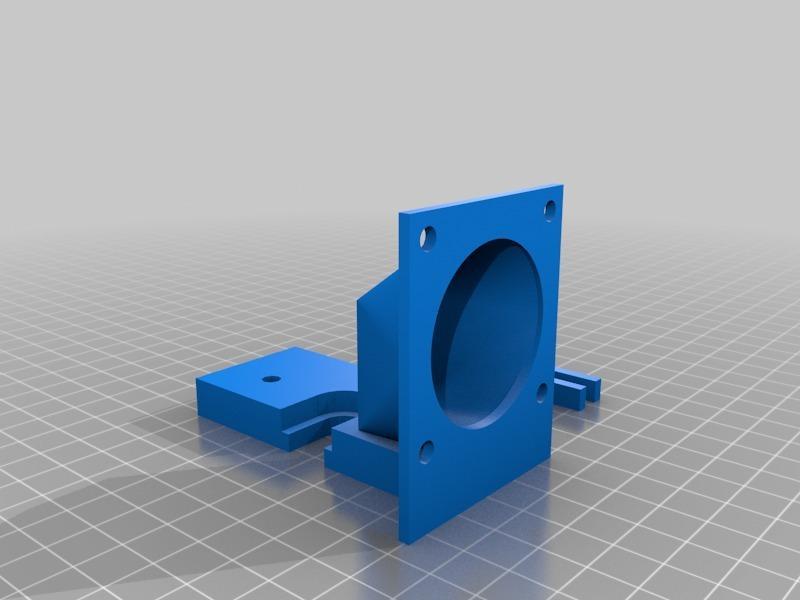 Parametric Groove Mount with hotend fan mount + duct + adgiustable fan for colling material