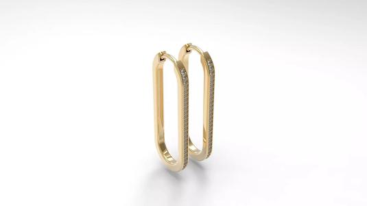 Ellipse Shaped Hoop Paved Earrings