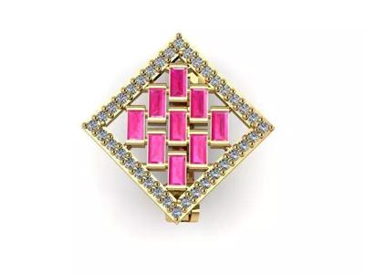 Earrings ruby and diamond brooch