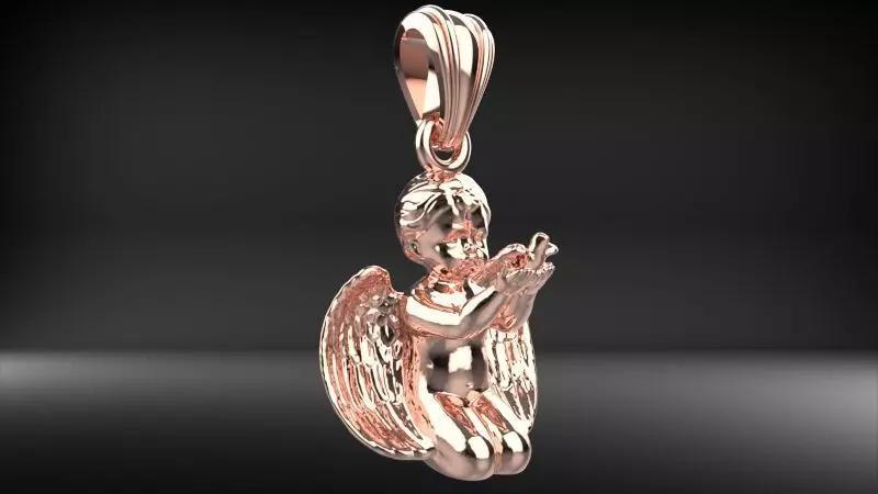 Cupid Holding Dove  Pendant