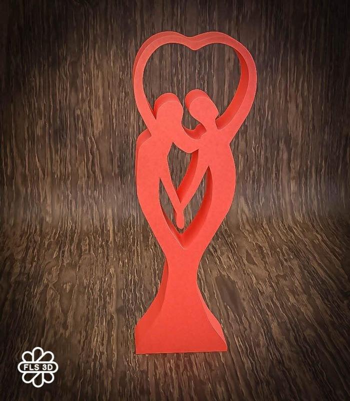 Embrace of Love Heart-Shaped Couple Sculpture